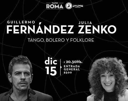 Tango, bolero y folklore, el conciento de Guillermo Fernández y Julia Zenko