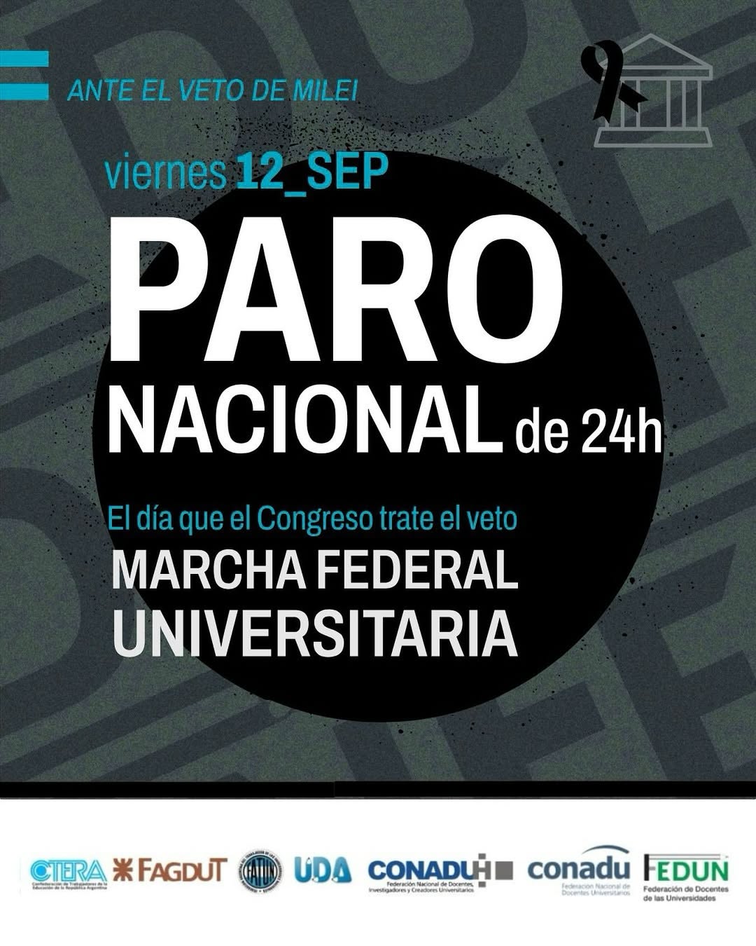 Paro y Marcha Federal Universitaria tras el veto de Milei a la Ley de Financiamiento